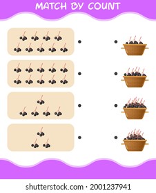 Match by count of cartoon elderberry. Match and count game. Educational game for pre shool years kids and toddlers