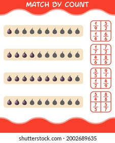 Match by count of cartoon fig. Match and count game. Erziehungsspiel für Kinder und Kleinkinder im Vorschulalter