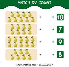 Match by count of cartoon fruits. Match and count game. Educational game for pre shool years kids and toddlers