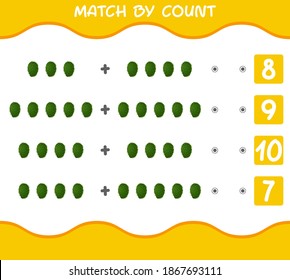 Match by count of cartoon fruits. Match and count game. Educational game for pre shool years kids and toddlers