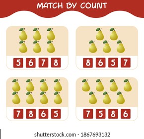 Match by count of cartoon fruits. Match and count game. Educational game for pre shool years kids and toddlers