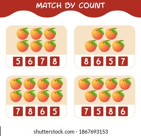 Match by count of cartoon fruits. Match and count game. Educational game for pre shool years kids and toddlers