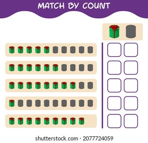 Match by count of cartoon gift box. Match and count game. Educational game for pre shool years kids and toddlers