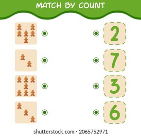 Match by count of cartoon gingerbread cookie . Match and count game. Educational game for pre shool years kids and toddlers