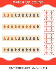 Match by count of cartoon gingerbread cookie . Match and count game. Educational game for pre shool years kids and toddlers
