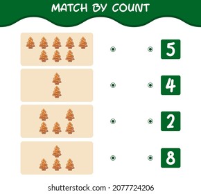 Match by count of cartoon gingerbroad cookie . Match and count Game. Erziehungsspiel für Kinder und Kleinkinder im Vorschulalter