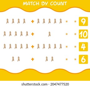 Match by count of cartoon ginseng. Match and count game. Educational game for pre shool years kids and toddlers