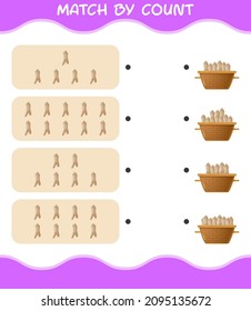 Match by count of cartoon ginseng. Match and count game. Educational game for pre shool years kids and toddlers