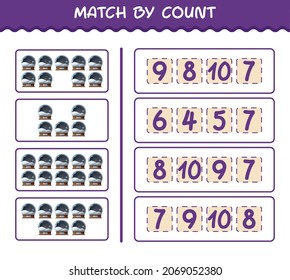 Match by count of cartoon glass snow ball. Match and count game. Educational game for pre shool years kids and toddlers