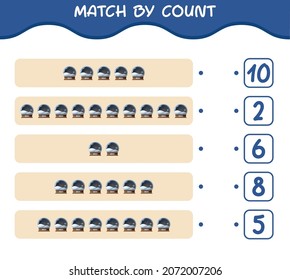 Match by count of cartoon glass snow ball. Match and count game. Educational game for pre shool years kids and toddlers