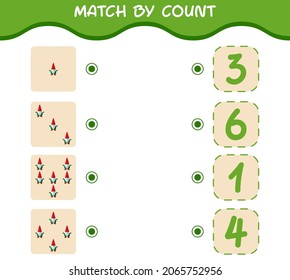 Match by count of cartoon gnome. Match and count game. Educational game for pre shool years kids and toddlers