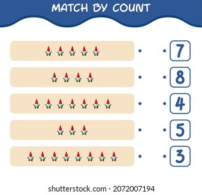 Match by count of cartoon gnome. Match and count game. Educational game for pre shool years kids and toddlers