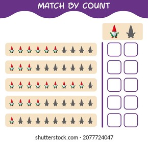 Match by count of cartoon gnome. Match and count game. Educational game for pre shool years kids and toddlers