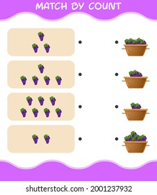 Match by count of cartoon grape. Match and count game. Educational game for pre shool years kids and toddlers