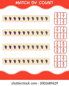 Match by count of cartoon grape. Match and count game. Educational game for pre shool years kids and toddlers