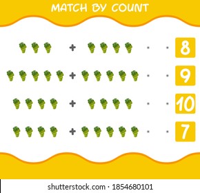 Match by count of cartoon green grapes. Match and count game. Educational game for pre shool years kids and toddlers