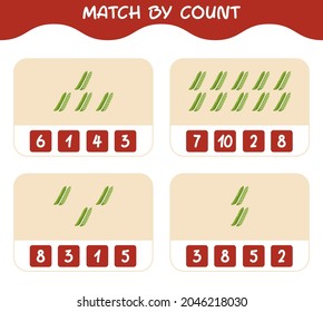 Match by count of cartoon green pea. Match and count game. Educational game for pre shool years kids and toddlers