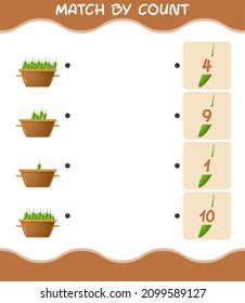 Match by count of cartoon green chilli. Match and count game. Educational game for pre shool years kids and toddlers