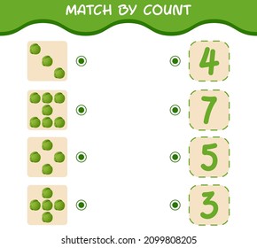 Coincidir por la cuenta de la col verde de la caricatura. Juego y cuenta. Juego educativo para niños y niños en edad preescolar
