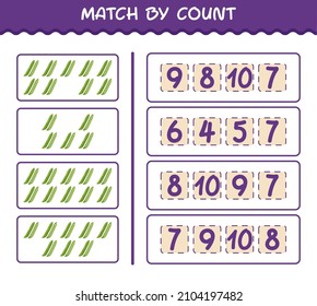 Match by count of cartoon green pea. Match and count game. Educational game for pre shool years kids and toddlers