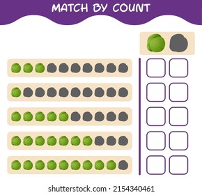 Coincidir por la cuenta de la col verde de la caricatura. Juego y cuenta. Juego educativo para niños y niños en edad preescolar