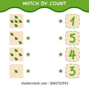 Match by count of cartoon holly berry. Match and count game. Educational game for pre shool years kids and toddlers