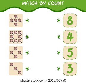 Match by count of cartoon hot chocolate. Match and count game. Educational game for pre shool years kids and toddlers