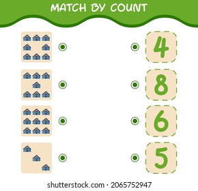 Match by count of cartoon house. Match and count game. Educational game for pre shool years kids and toddlers