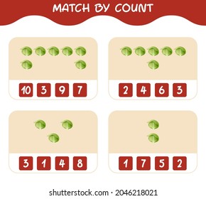 Match by count of cartoon iceberg lettuce. Match and count game. Educational game for pre shool years kids and toddlers