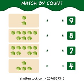 Match by count of cartoon iceberg lettuce. Match and count game. Educational game for pre shool years kids and toddlers