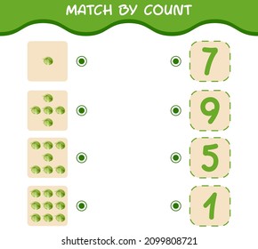 Match by count of cartoon iceberg lettuce. Match and count game. Educational game for pre shool years kids and toddlers