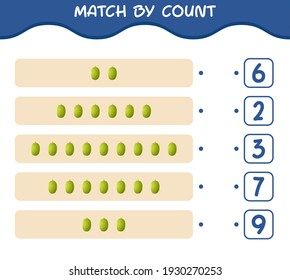 Match by count of cartoon jackfruit. Match and count game. Educational game for pre school years kids and toddlers
