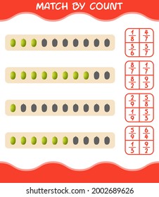 Match by count of cartoon jackfruit. Match and count game. Educational game for pre shool years kids and toddlers