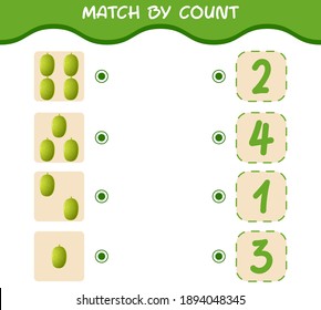 Match by count of cartoon jackfruits. Match and count game. Educational game for pre shool years kids and toddlers