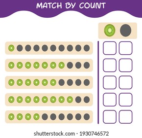 Match by count of cartoon kiwi. Match and count game. Educational game for pre shool years kids and toddlers