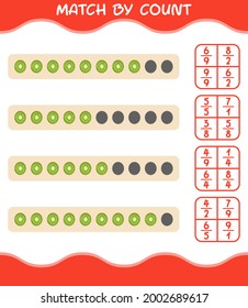 Match by count of cartoon kiwi. Match and count game. Educational game for pre shool years kids and toddlers