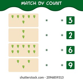 Match by count of cartoon leek. Match and count game. Educational game for pre shool years kids and toddlers