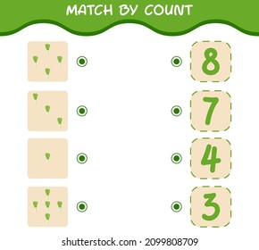 Match by count of cartoon leek. Match and count game. Educational game for pre shool years kids and toddlers