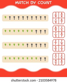 Match by count of cartoon leek. Match and count game. Educational game for pre shool years kids and toddlers