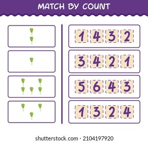 Match by count of cartoon leek. Match and count game. Educational game for pre shool years kids and toddlers