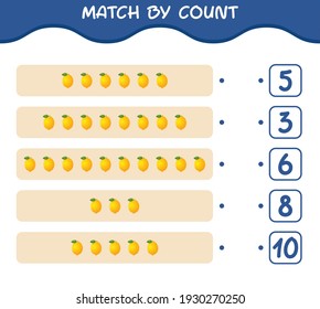 Match by count of cartoon lemon. Match and count game. Educational game for pre school years kids and toddlers