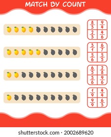 Match by count of cartoon lemon. Match and count game. Educational game for pre shool years kids and toddlers