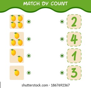 Coincidencia por número de limones de dibujos animados. Juego y cuenta. Juego educativo para niños y niños en edad preescolar