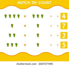 Coincidir por la cuenta de la lechuga de dibujos. Juego y cuenta. Juego educativo para niños y niños en edad preescolar