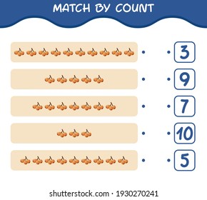 Match by count of cartoon loquat. Match and count game. Educational game for pre school years kids and toddlers