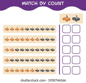 Match by count of cartoon loquat. Match and count game. Educational game for pre shool years kids and toddlers