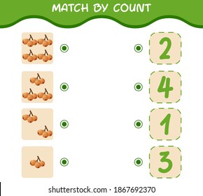 Match by count of cartoon loquats. Match and count game. Educational game for pre shool years kids and toddlers