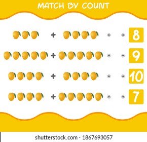 Match by count of cartoon mangos. Match and count game. Educational game for pre shool years kids and toddlers