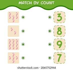 Match by count of cartoon marshmallow. Match and count game. Educational game for pre shool years kids and toddlers