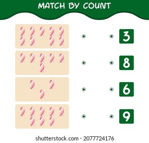 Match by count of cartoon marshmallow. Match and count game. Educational game for pre shool years kids and toddlers